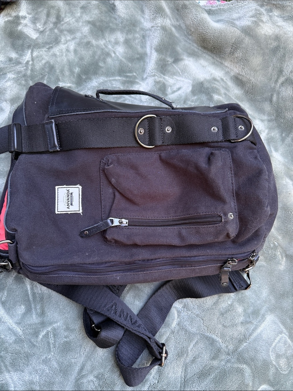 Black Canvas & Leather Messenger Bag - Picture 11 of 11